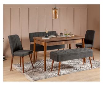 Set stola i stolica (5 komada), Vina 1053 - 4 - Anthracite, Walnut
