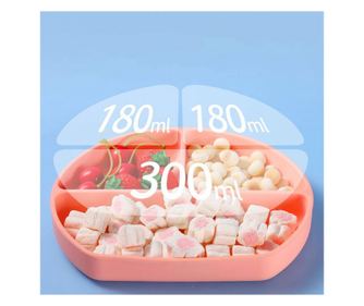 Set 5 piese diversificare bebelusi si copii din silicon eMazing, baveta, farfurie compartimentata cu ventuza, bol cu ventuza, ta