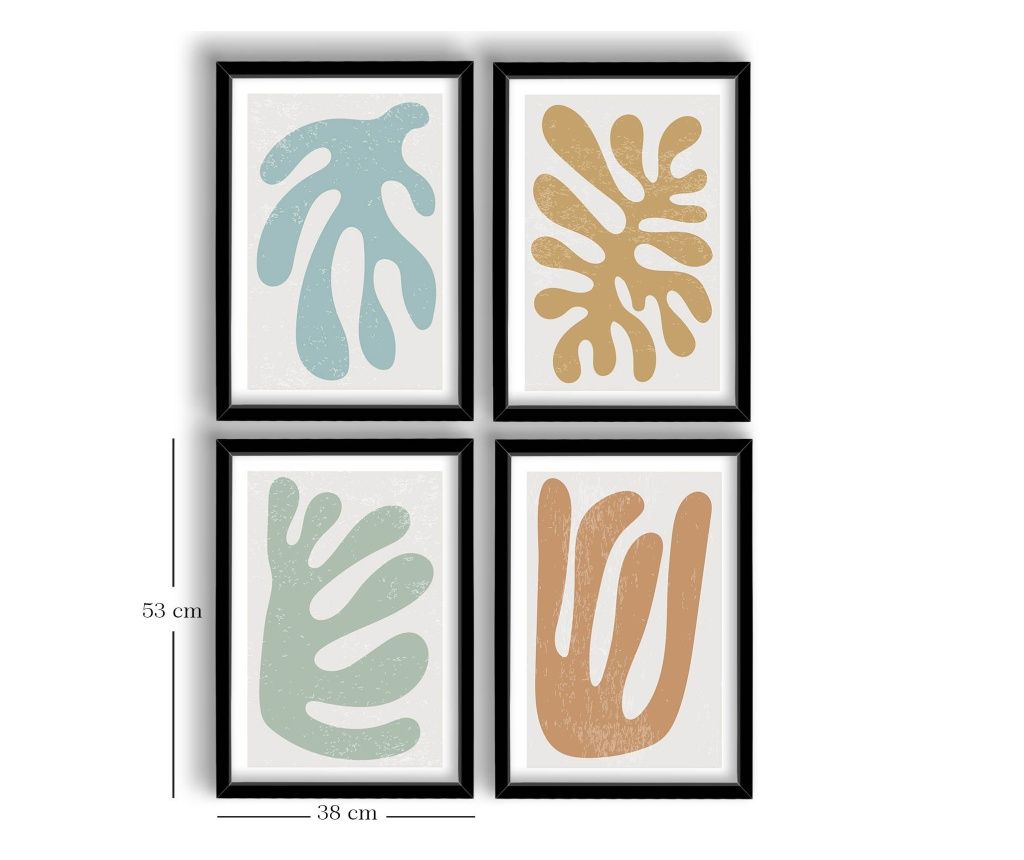 Tablou decorativ inramat in MDF (4 bucati), 4P3853NISCT-002 
