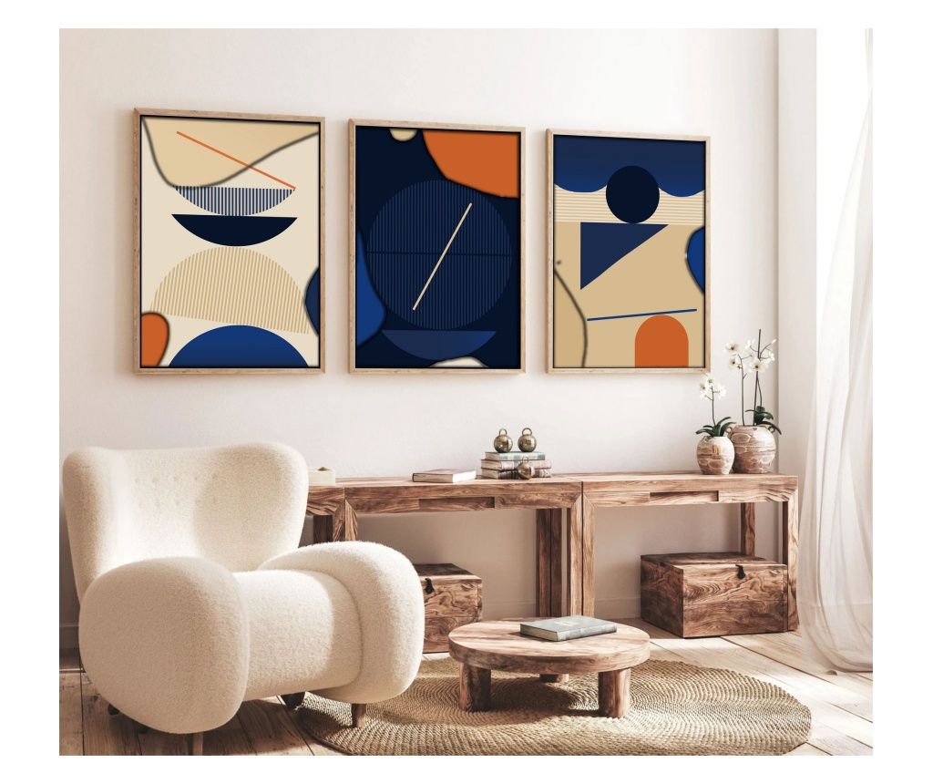 Tablou decorativ MDF inramate (set de 3) Huhu101 - 50 x 35