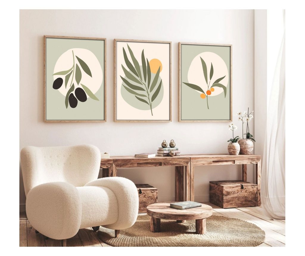 Tablou decorativ inramat in MDF (3 bucati), Huhu116 - 30 x 40