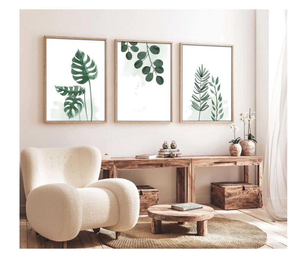 Tablou decorativ inramat in MDF (3 bucati), Huhu193 - 70 x 50