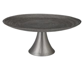 Suport prajituri Excellent Houseware, sticla/metal, 28x13 cm, argintiu