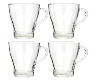 Set 4 cesti cafea/ceai Excellent Houseware, sticla, 9x9.5 cm, 300 ml, transparent