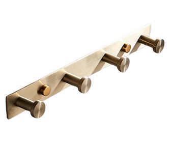 Cuier 4 agatatori pentru baie, pentru prosop/halat, din metal, auriu periat, otel inoxidabil anti-coroziv, accesorii de montaj i