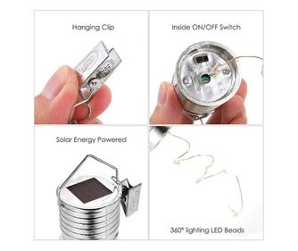 Lampă Solară Decorativă LED Suspendată în Formă de Bec eMazing, pentru Exterior, IP65, Ultron Albastru