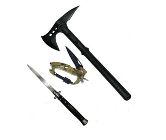 Survivor set sjekira, višenamjenski karabiner i stiletto nož, IdeallStore®, čelik