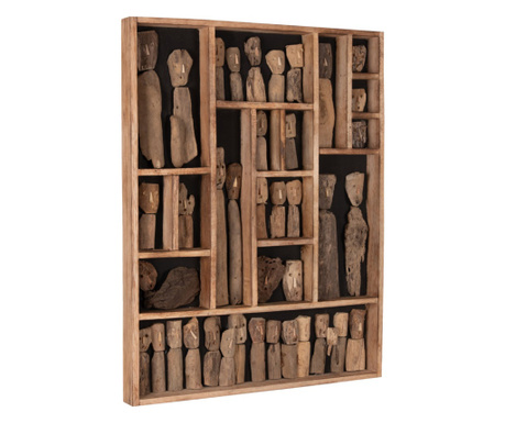 Tablou decorativ Myst, cu figurine lemn, 60x5x80 cm