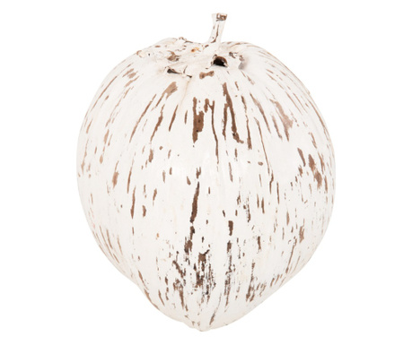 Decoratiune nuca de cocos, alb, 20x20x20 cm