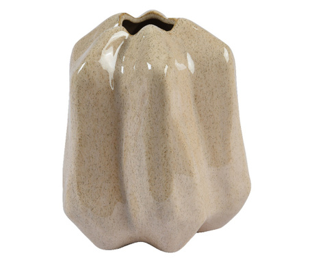 Vaza ceramica,forma neregulata, crem, 16.2x14.5x16.5 cm