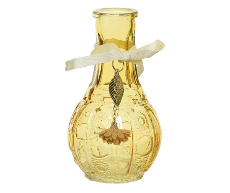 Vaza sticla color, cu ornament, 6.5x11.5 cm