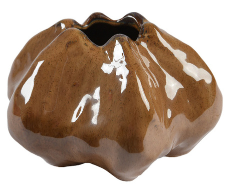 Vaza ceramica,forma neregulata, maro, 15.3x14.3x9.3 cm