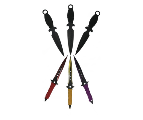 Комплект от три ножа за хвърляне, Ninja Assasin и Комплект от три ножа за хвърляне, Black Fury, неръждаема стомана IdeallStore,