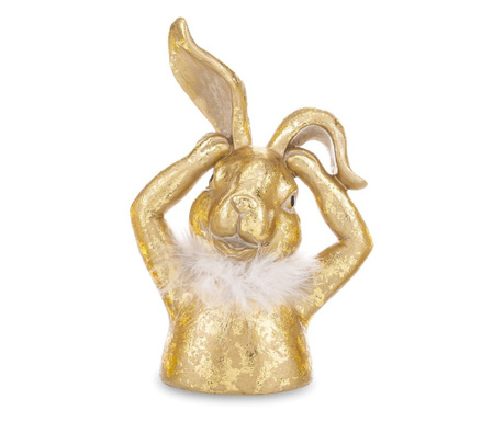 Figurina bust iepuras, auriu, 25 cm
