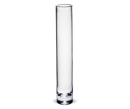 Vaza sticla cilindru, transparenta, 30x5 cm