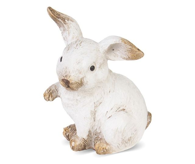 Figurina iepuras, alb/natur, 6x8 cm