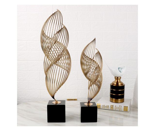 Decoratiune de masa, metalica, Infinity S, 14x14x46cm, Auriu/Negru