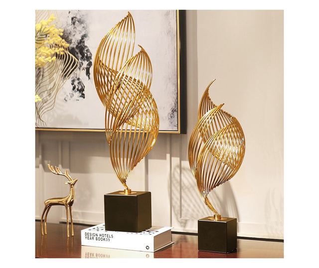 Decoratiune de masa, metalica, Infinity S, 14x14x46cm, Auriu/Negru