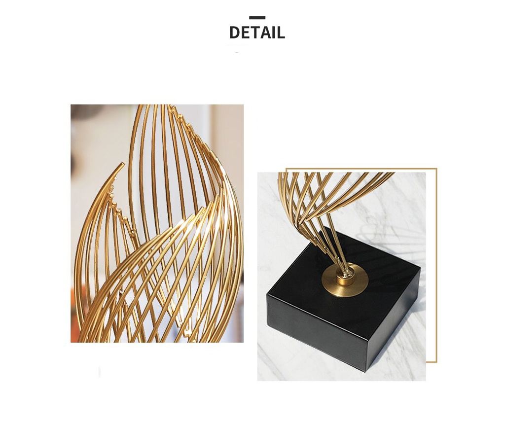 Decoratiune de masa, metalica, Infinity S, 14x14x46cm, Auriu/Negru - 3