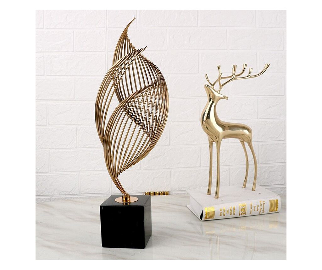 Decoratiune de masa, metalica, Infinity S, 14x14x46cm, Auriu/Negru - 2