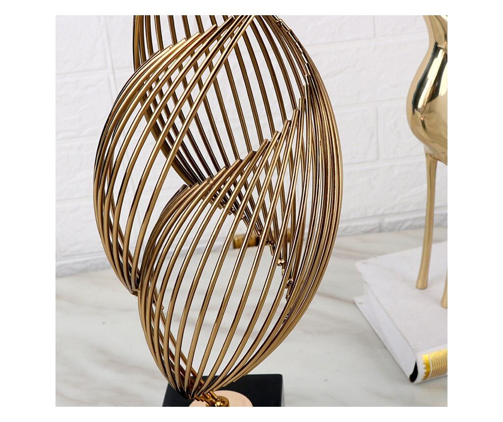 Decoratiune de masa, metalica, Infinity S, 14x14x46cm, Auriu/Negru - 4