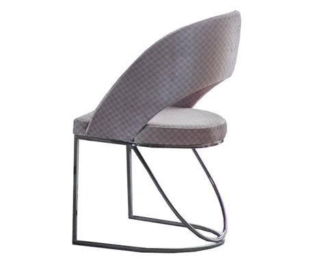 Set 2 buc scaune de dining Milano, cadru metal negru cromat, catifea bej-gri, 53x50x91cm