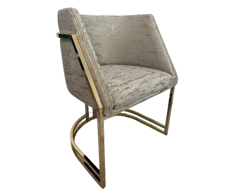 Set de 2 scaune de dining Ruby, cadru metal auriu lucios, sezut si spatar din catifea texturata, 63×52×80cm