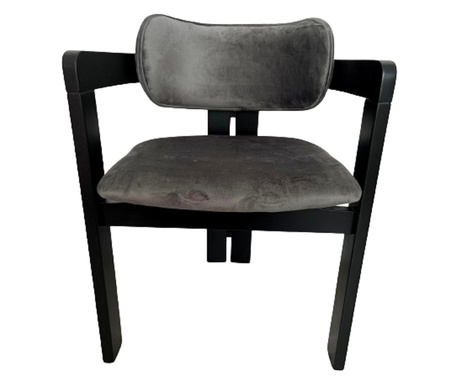 Set de 6 scaune de dining Notte Grey, cadru lemn, sezut si spatar din catifea, 58×50×80cm