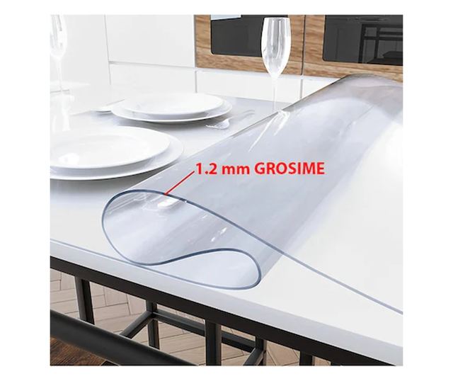 Átlátszó szilikon terítő, 180x100 cm, 1,2 mm vastag, üvegszerű megjelenés