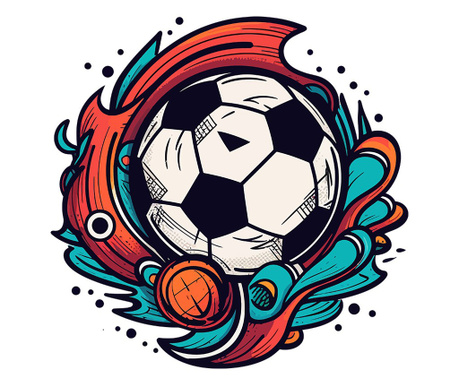 Sticker decorativ, Minge de Fotbal, 60 cm, 8884ST
