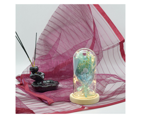 Aranjament floral in cupola de sticla, lumina Led, D4000, Blue