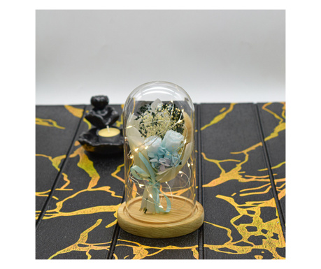Aranjament floral in cupola de sticla, lumina Led, D4040, Blue