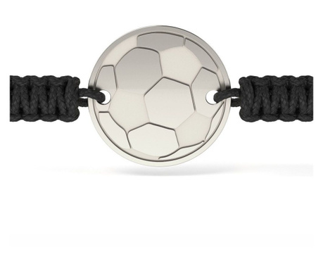 Гривна от бяло злато с черен шнур Модел Футболна топка