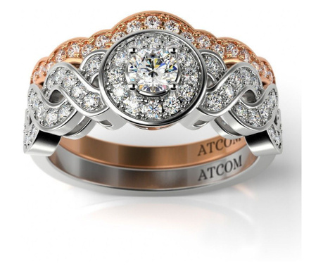 Годежен пръстен от бяло злато с розов модел Atkins