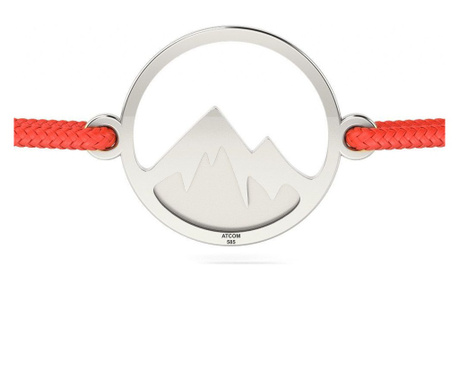 Ezüst karkötő piros zsinórral Mountains modell