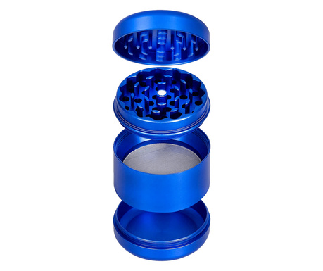 Alumínium daráló, amely 4 részből áll, mérete 40 mm, kék színű
