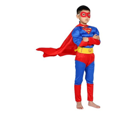 Костюм на Супермен с мускули, IdeallStore®, 5-7 години, Blue, Хелоуин