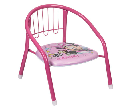 Детско столче Disney, Мини Маус, Метално, С кръгла облегалка, 36x35x36 cm, Роз