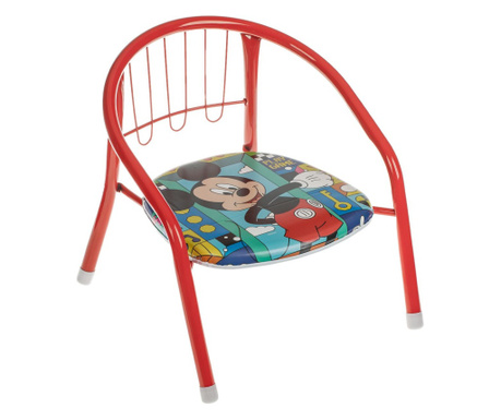 Детско столче Disney, Мики Маус, Метално, С кръгла облегалка, 36x35x36 cm, Червен