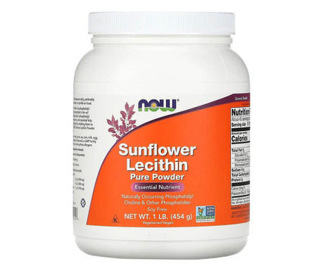Lecitina din Floarea Soarelui Sunflower Lecithin, Now Foods, 454g
