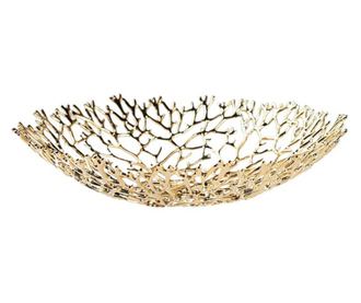 Bol decorativ auriu, Bird, din metal, 27x27x8cm