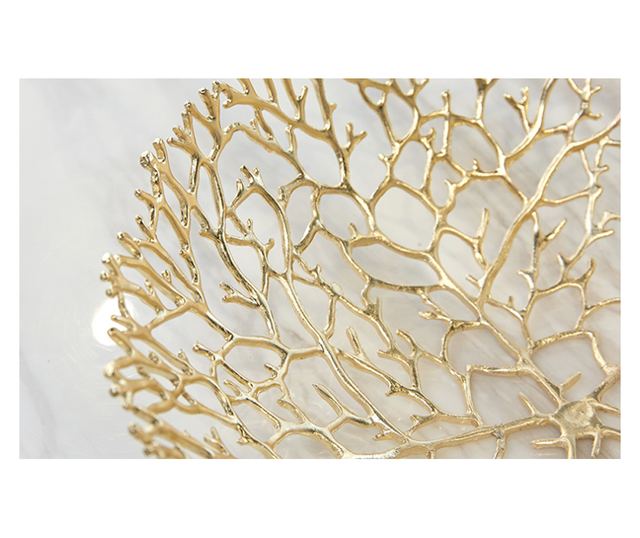 Bol decorativ auriu, Bird, din metal, 27x27x8cm