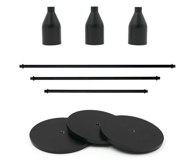 Set 3 buc suport lumanari, Myra Black, negru mat, 8x24cm, 8x28cm, 8x34cm