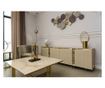 Vaza decorativa pentru flori sau lumanari, Sens M, suport metalic auriu, sticla fumurie, 23x23x44cm