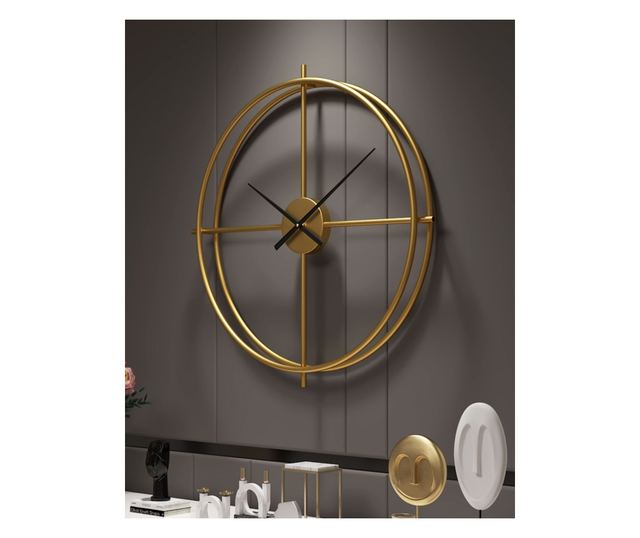 Ceas decorativ de perete, Elegance, diametru 94cm, Auriu/Negru
