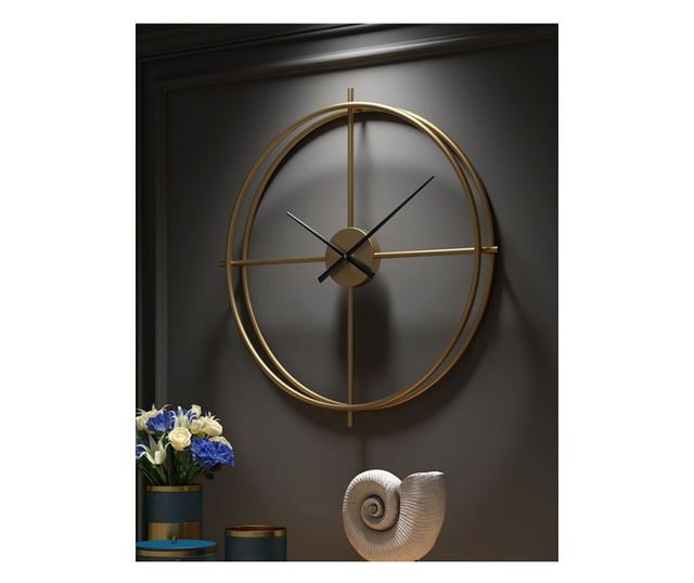 Ceas decorativ de perete, Elegance, diametru 94cm, Auriu/Negru