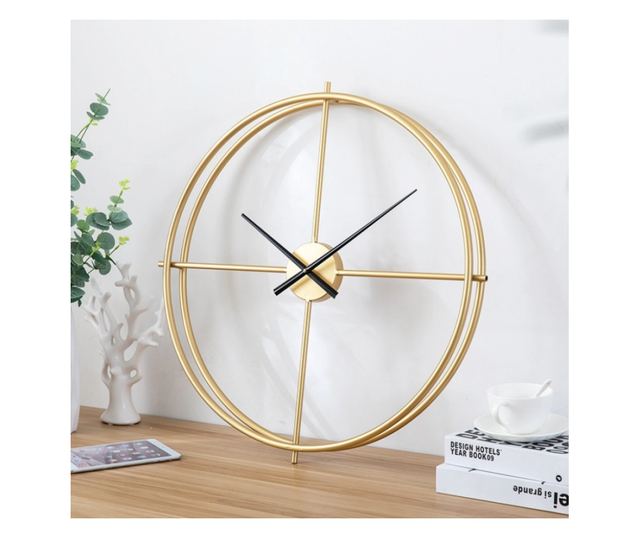 Ceas decorativ de perete, Elegance, diametru 94cm, Auriu/Negru