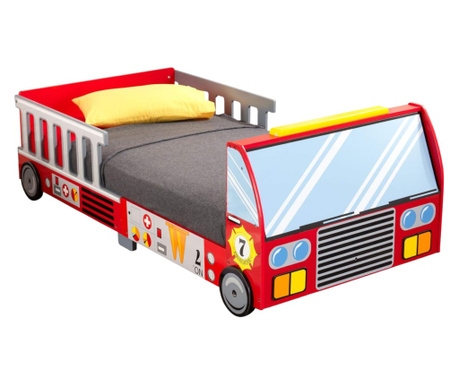 Drveni dječji krevet - Vatrogasno vozilo sa sigurnosnim okvirom - FIRE