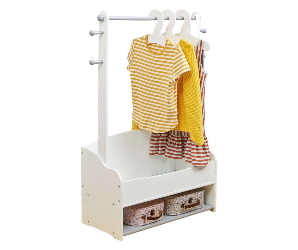 Drveni stalak za dječju odjeću, polica s policama za odlaganje, otvoreni ormar - BIJELO/SIVO - 10