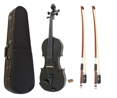Класическа цигулка, дърво, размер 3/4 IdeallStore®, два лъка, черен, включен ток